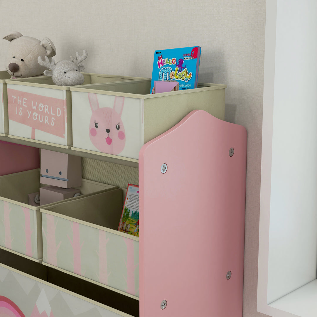 Children's Toy Storage Unit with 6 Fabric Bins