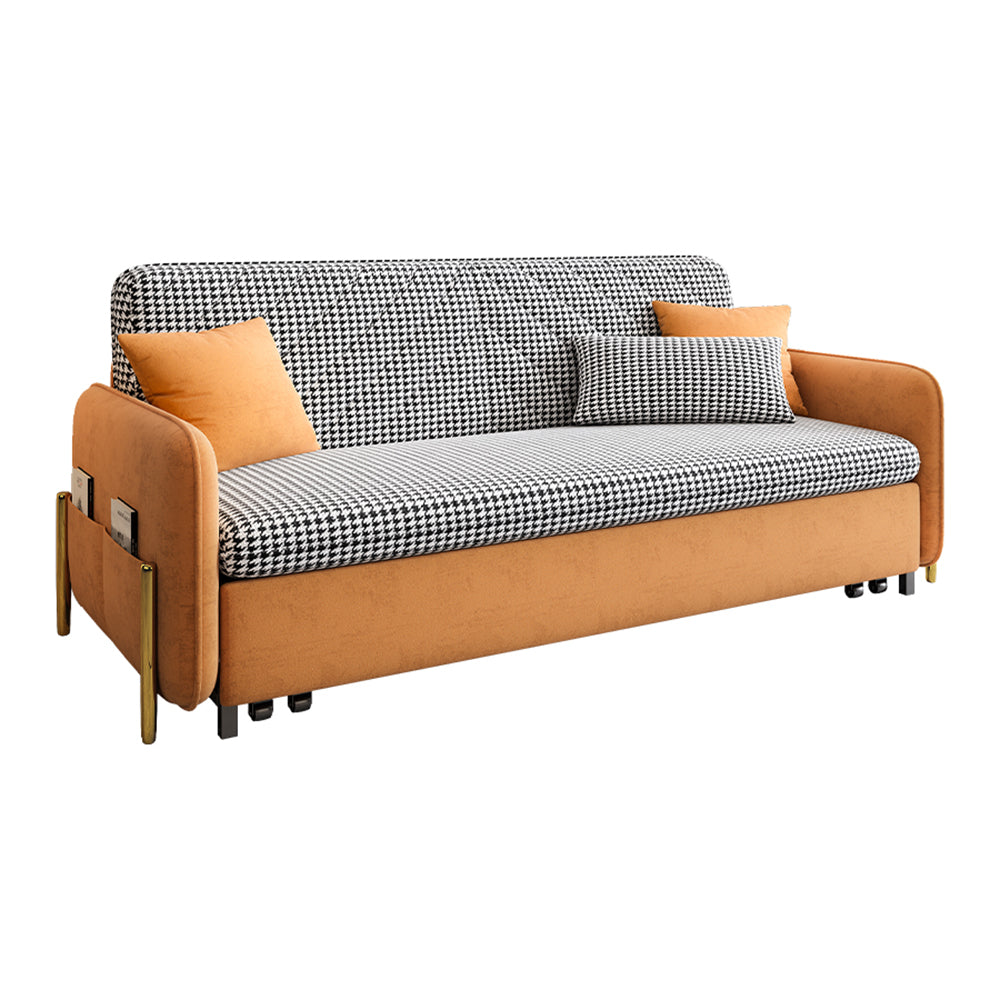 53.5" Full Sleeper Sofa Orange Upholstered Convertible Sofa Bed with Storage