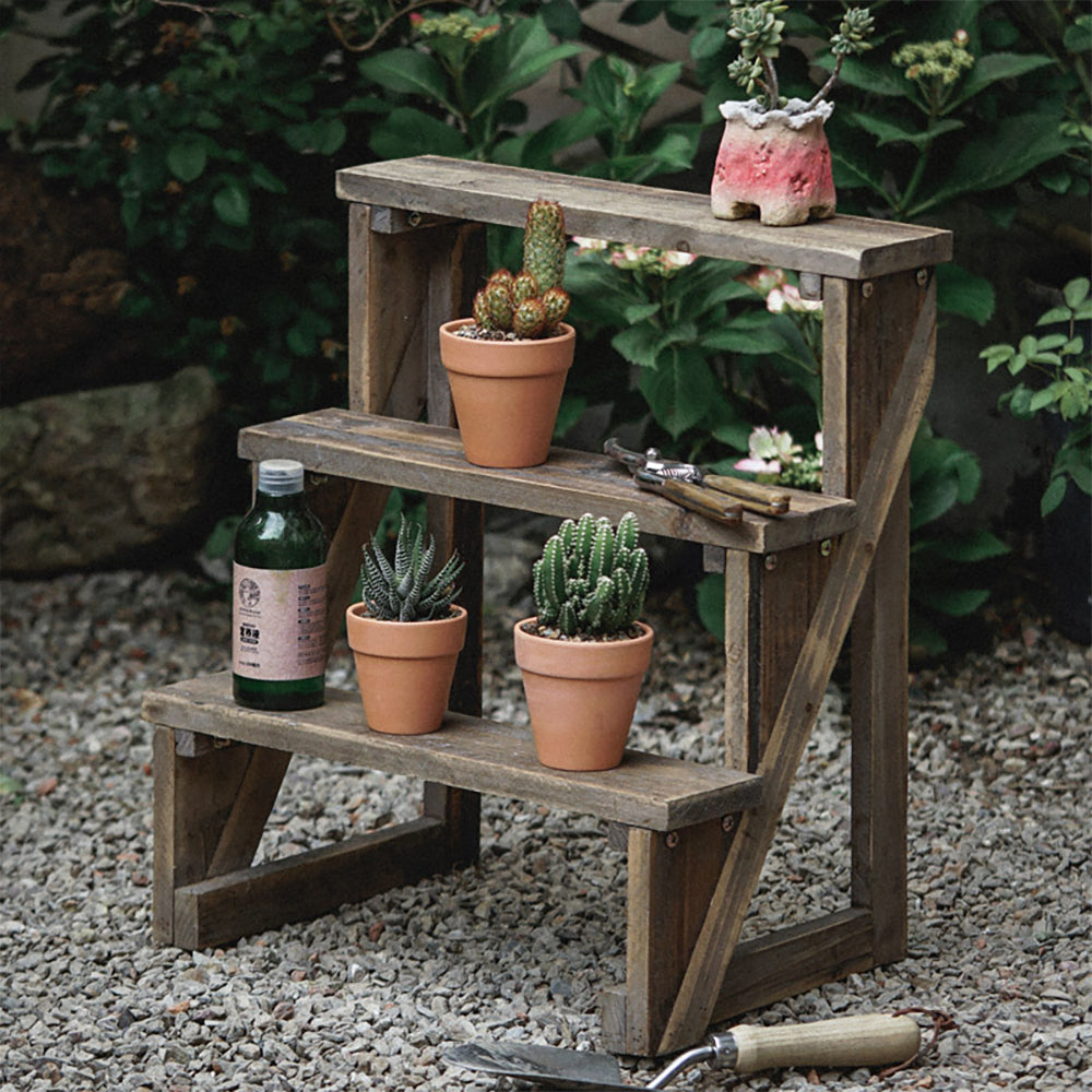 Wooden 3-Tier Plant Pots Stand Ladder Shelf for Outdoor