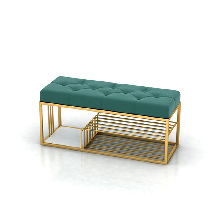 Velvet Upholstered Hallway Bench with Storage Bed Bench in Green