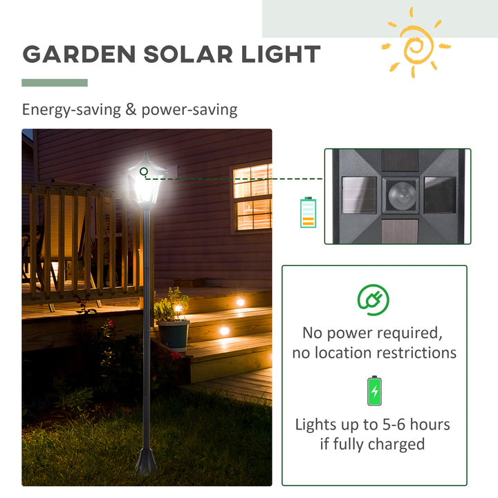 Set of 2 Outdoor Garden Solar Post Lamp Sensor Dimmable LED Lantern Bollard IP44 Energy-saving 1.2M Tall