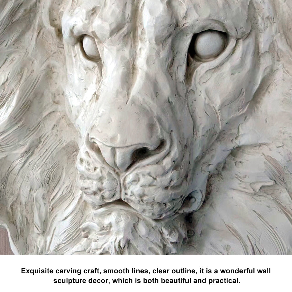 565mm Outdoor Lion Head Wall Decor Garden Sculpture Animal Statue Art in Beige