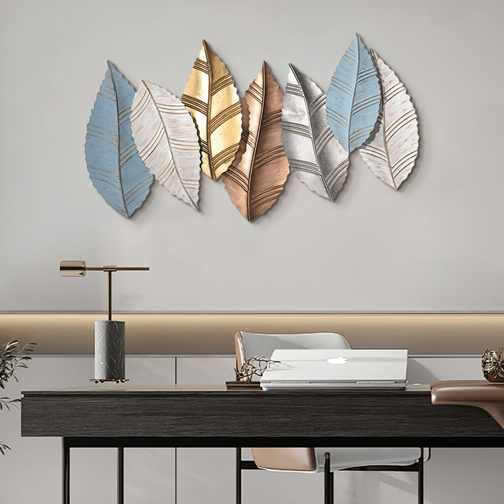 3D Modern Creative Leaves Wall Decor Metal Overlapping Accents