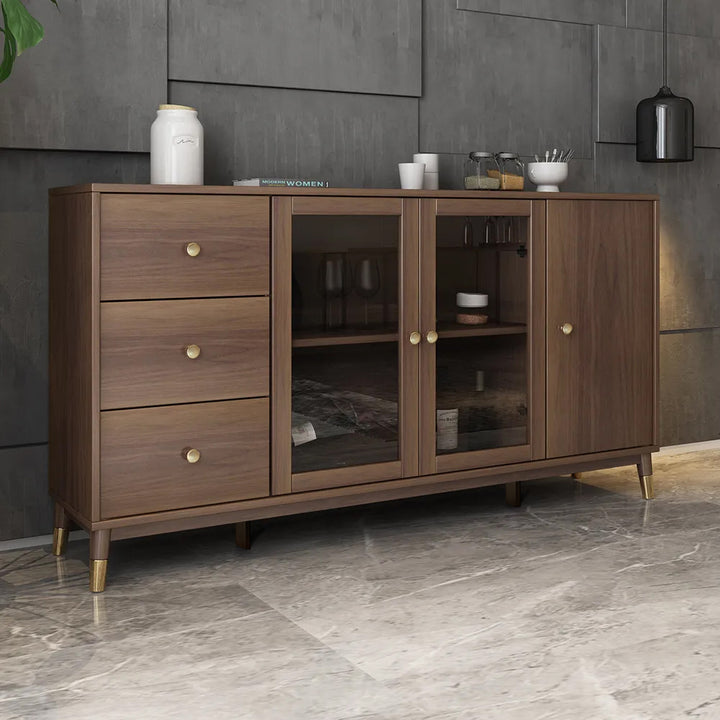 Ultic Modern Rectangle Sideboard Buffet with Ample Storages & Doors in Walnut