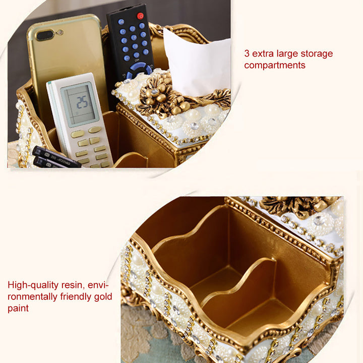 Handmade Luxury European Tissue Holder Remote Control Storage Living Room Table Storage