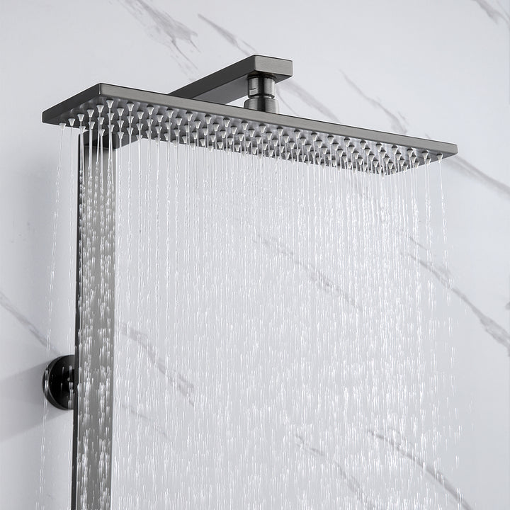 Exposed Gunmetal Wall-Mounted 3-Function Shower Set with Hand Shower