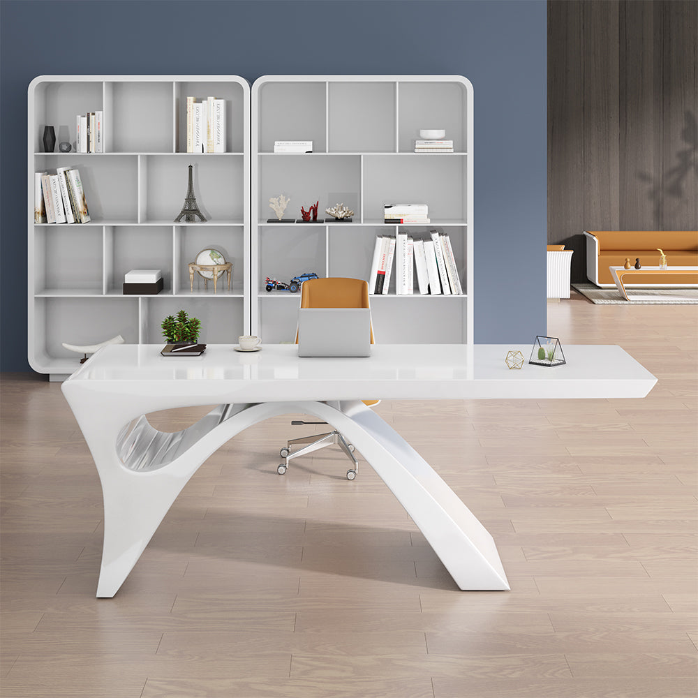 Executive Office Desk with Design Pedestal Base White Office Furniture Rectangular (1400mm)