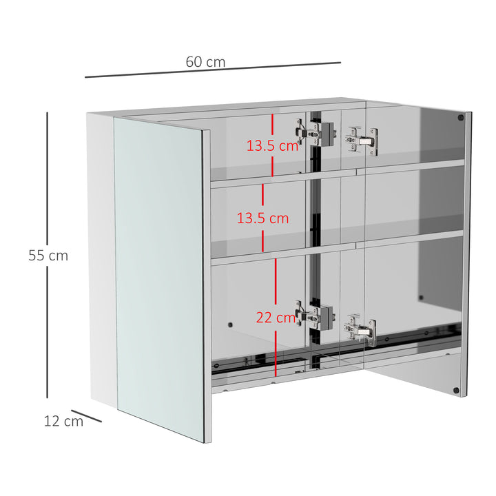 HOMCOM Bathroom Cabinet: Stainless Steel Mirror Storage, Wall-Mounted Spaciousness Aosom UK