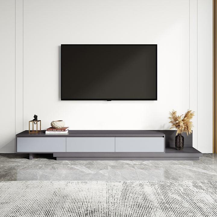 Up to 120" Extendable Gray TV Stand Modern Retractable Floor Media Console with 3 Drawers