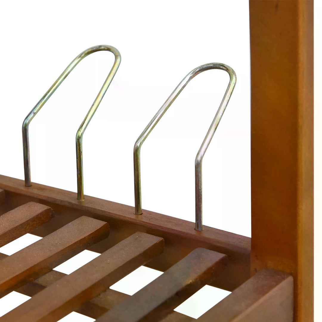 Acacia Wooden Shoe Rack 3-Tier with 2 Hangers