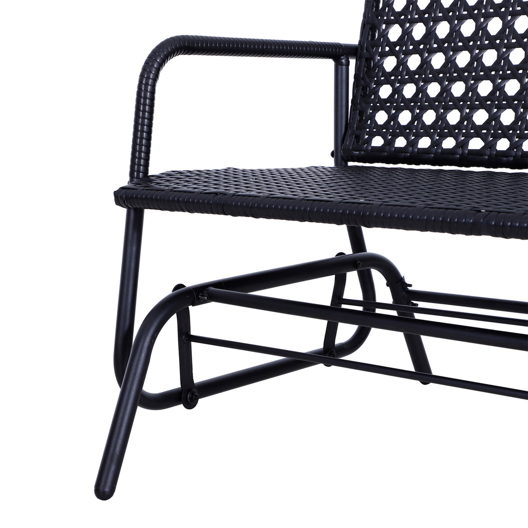 2 Seater Wicker Glider Bench Chair Rocking Chair Outdoor Patio Garden Armchair High Back