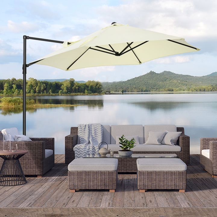 Waterproof Cantilever Garden Parasol with 360° Rotation