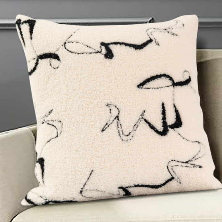 Black & White Abstract Boucle Decorative Throw Pillow Cover Velvet Cushion Protector