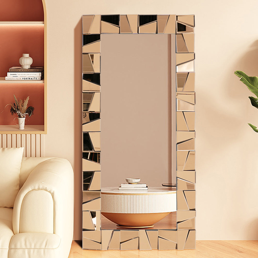 800mm x 1600mm Oversized Glam Rectangle Full Length Floor Mirror with Amber Glass Frame