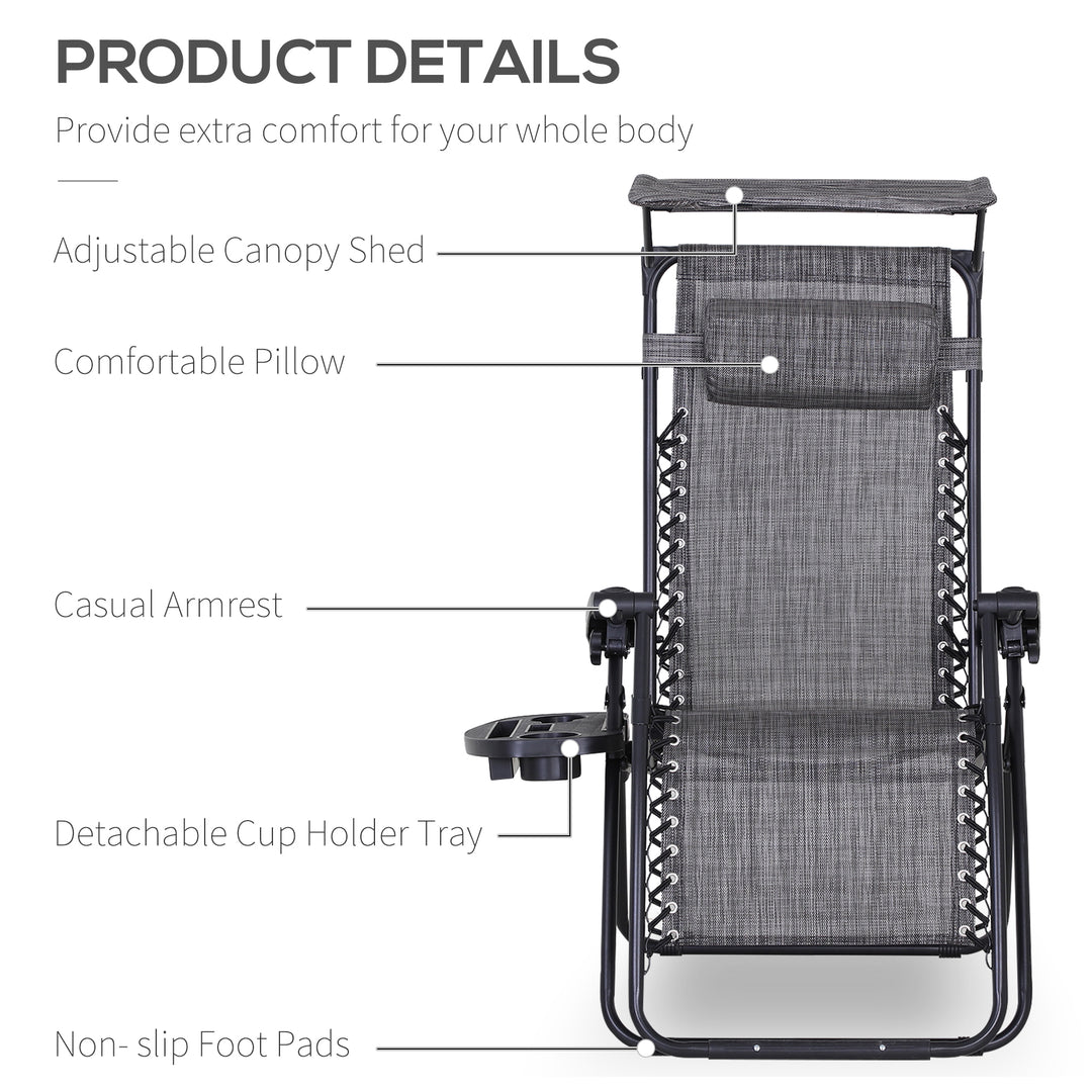 2 Piece Foldable Reclining Garden Chair with Headrest