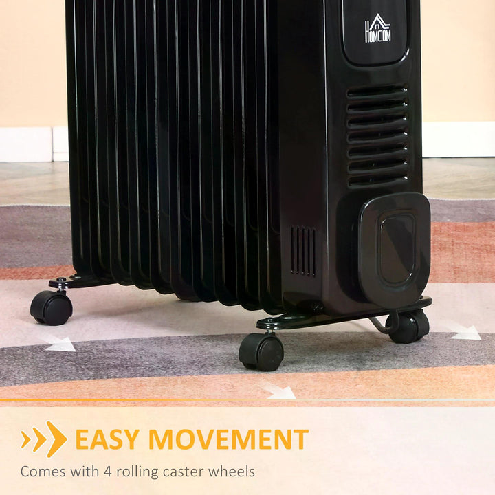 2720W Digital Display Oil Filled Radiator 11Fin Portable Electric Heater w/ Built-in Timer Three Heat Settings Remote Control