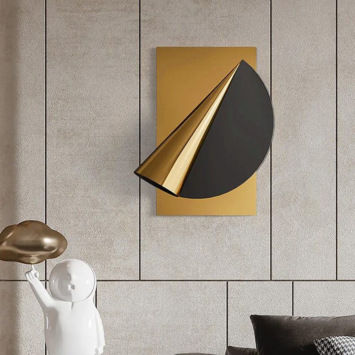 600mm Gold&Black Geometric Metal Wall Decor Background Hand-Forged Art for Living Room