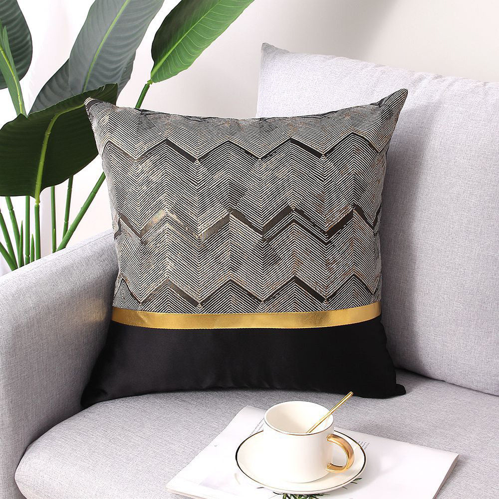 450mm x 450mm Modern Black & Gold Throw Pillow Cover Silk Cushion Protector