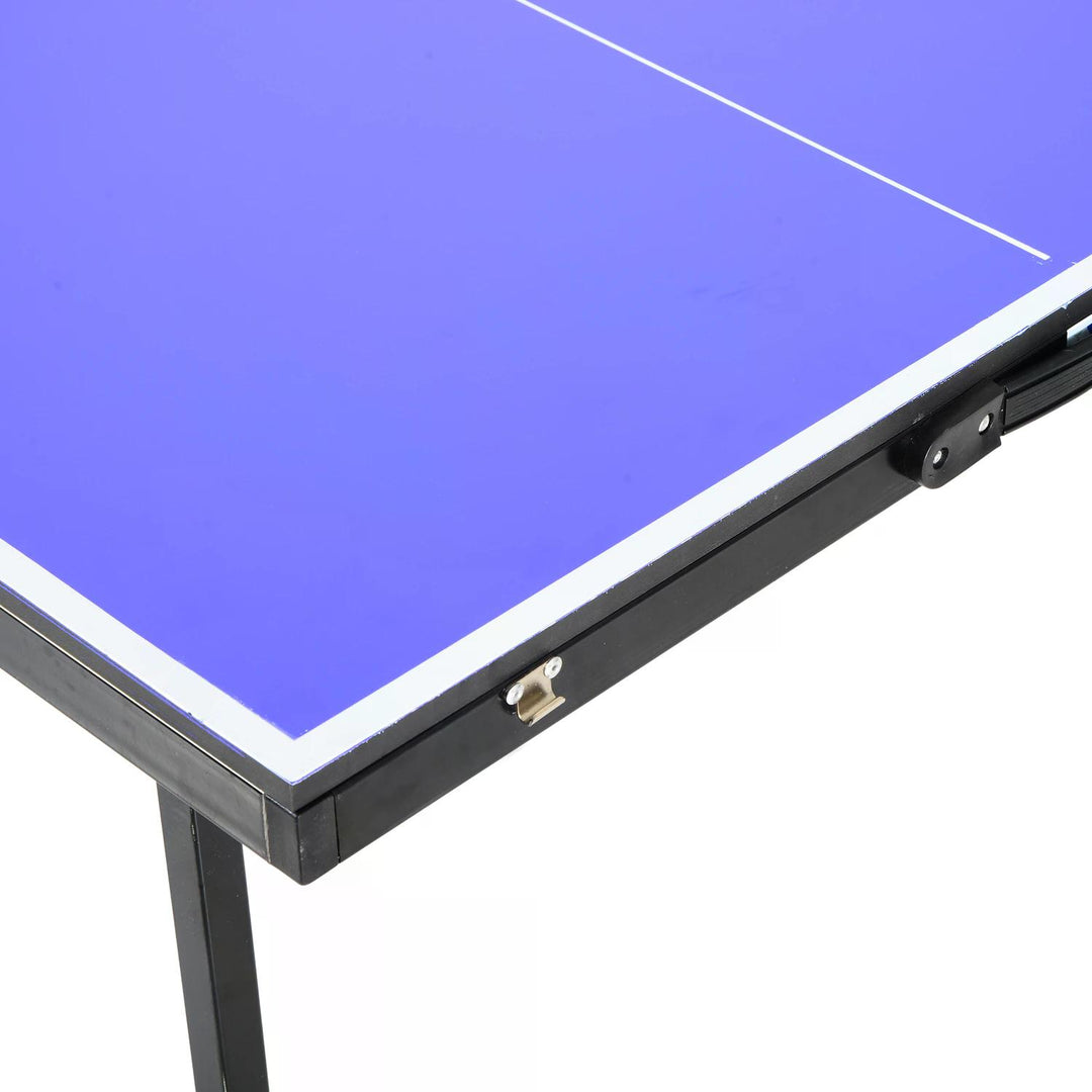 Folding Mini Compact Table Tennis Top Ping Pong Table Set Professional Net Games Sports Training Play Blue