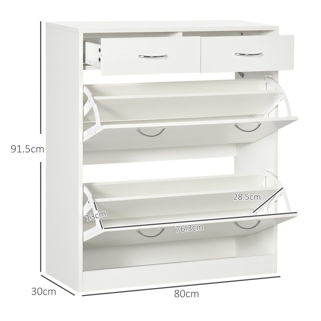 Shoe Cabinet Narrow Storage with 2 Flip Drawers