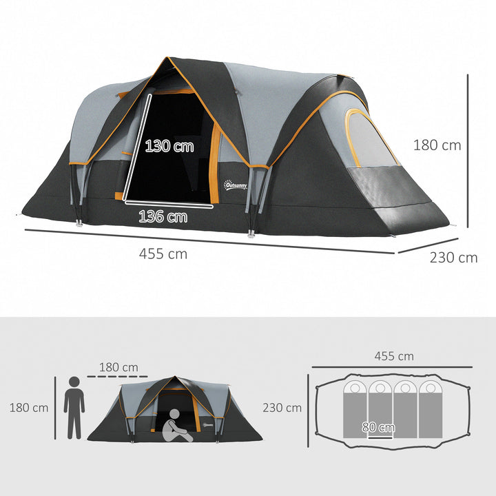 5-6 Man Dome Camping Tent Hiking Shelter UV Protection 3000mm Water Resistant Tunnel Tent - Multicolor