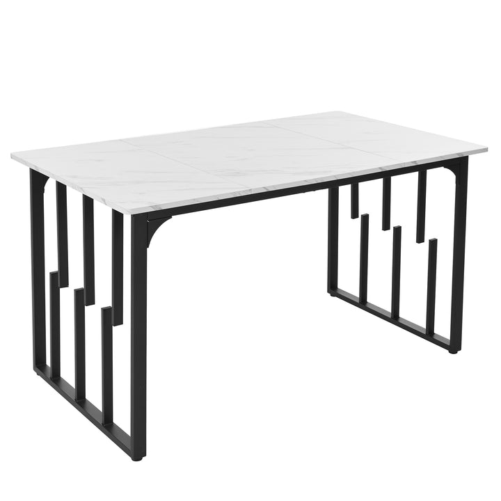 Modern Rectangular Extendable Dining Table with Iron Square Tube Legs