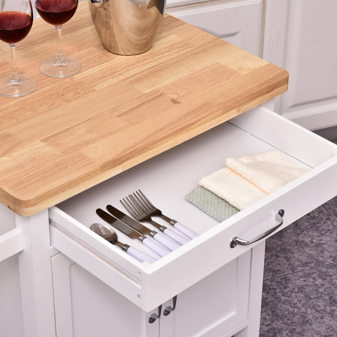 Kitchen Island W/ Drawer-White/Oak Colour