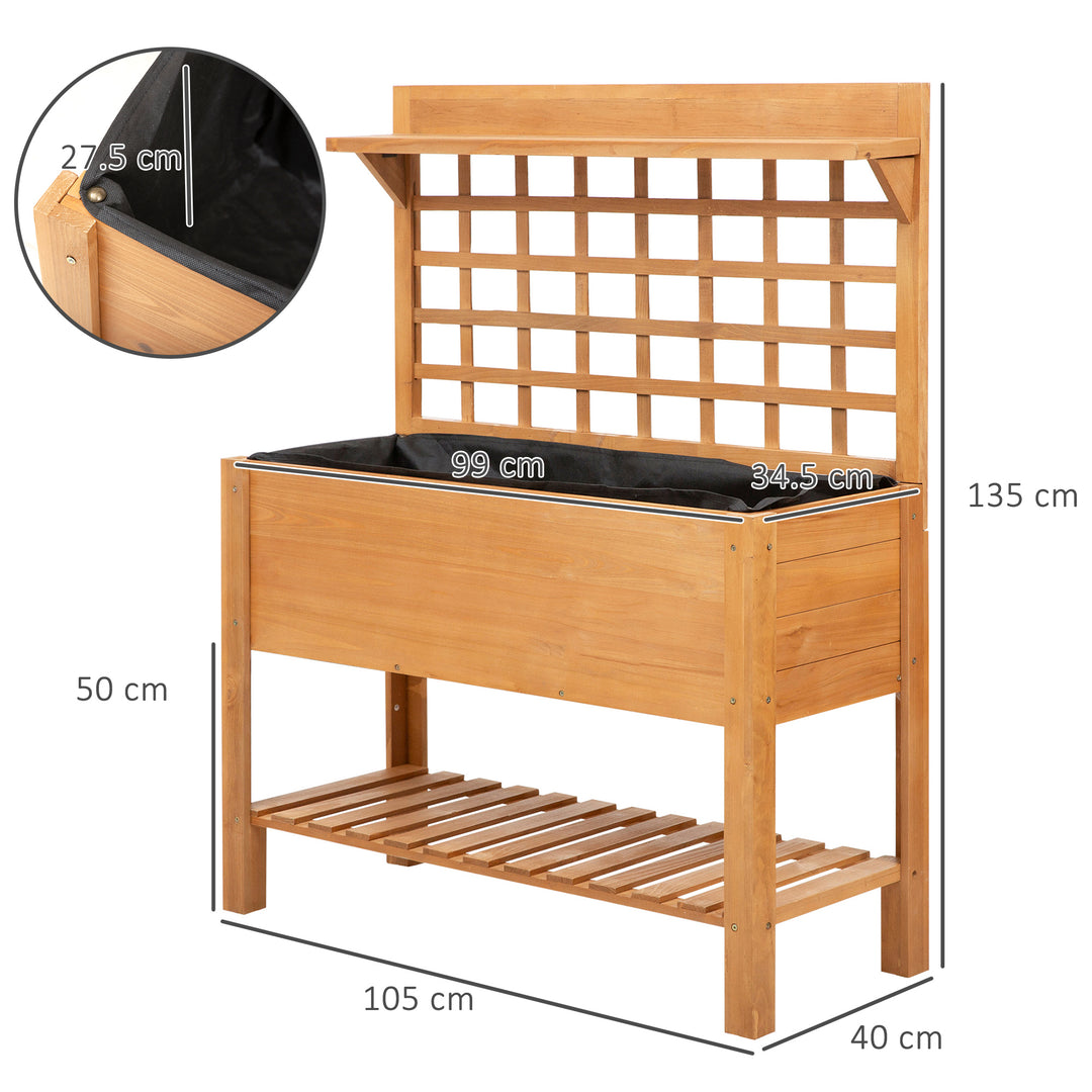 Elevated Garden Bed: Raised Wooden Planter with Shelves for Veggies