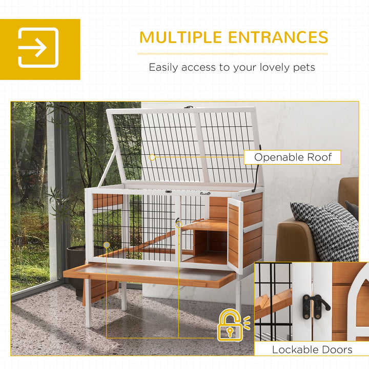 Rabbit Hutch: Wooden Cage with Removable Tray & Openable Roof