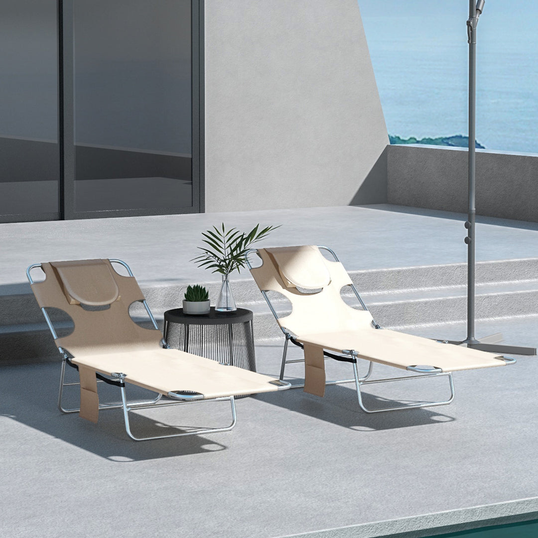 Foldable Sun Lounger Set of 2