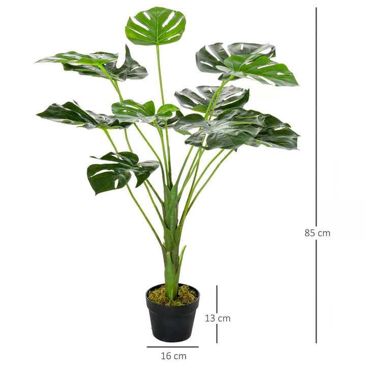 Artificial Greenery: Lifelike Monstera Deliciosa Plant with 13 Leaves & Pot for Indoor/Outdoor Décor