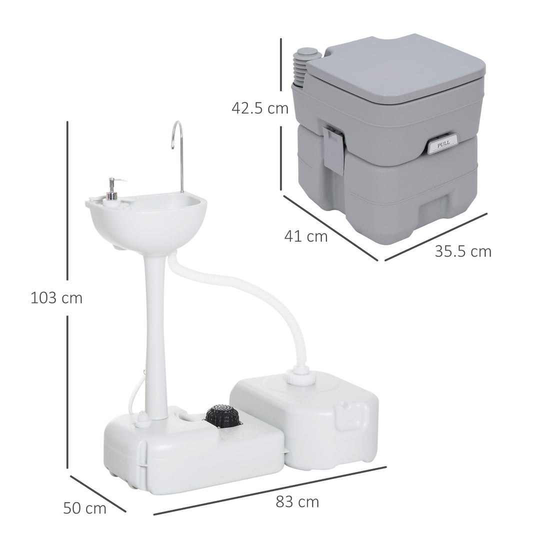 Portable Toilet and Camping Sink Set with Fresh and Waste Tank