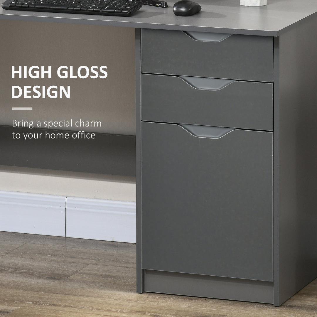 HOMCOM High Gloss Desk with Drawers