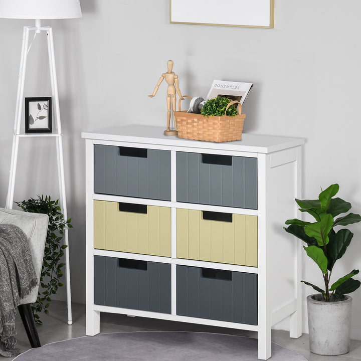 6-Drawer Storage Tower: Wooden-Top Dresser Chest for Bedroom