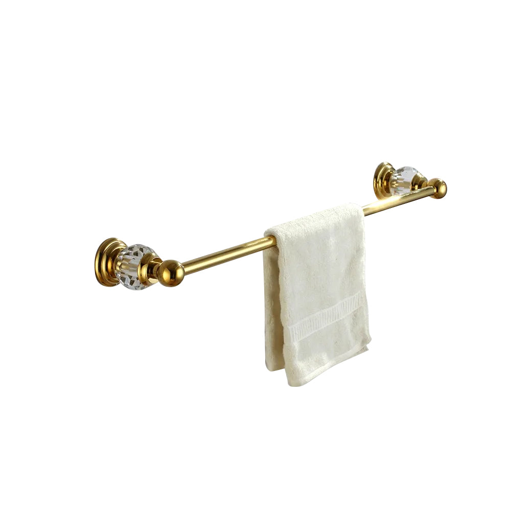 Charles Modern Wall-Mount 24 Inch Crystal Gold Finish Bathroom Single Towel Bar