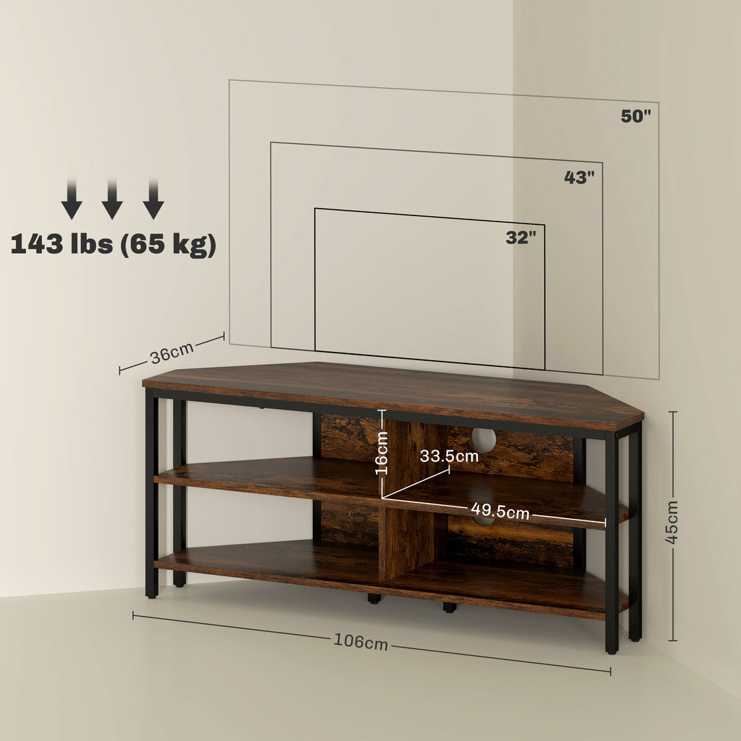 Industrial-Style Corner TV Unit - Black/Brown