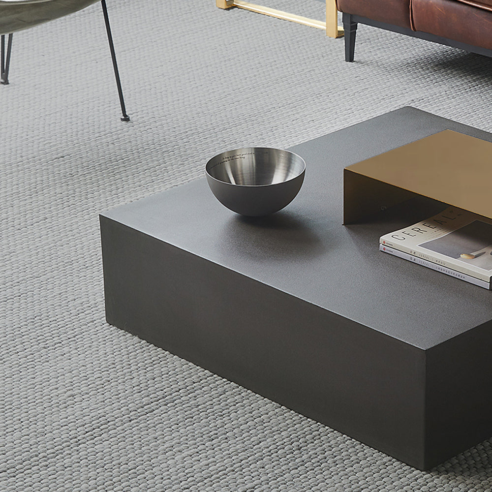 Black Coffee Table in MDF & Metal Rectangle Accent Table