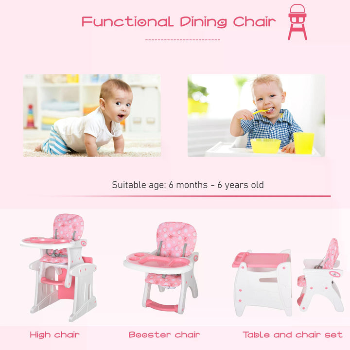 HDPE 3-in-1 Baby Booster High Chair Pink