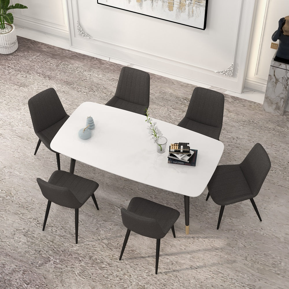 Modern Gray Dining Room Chairs PU Leather Upholstered (Set of 2)