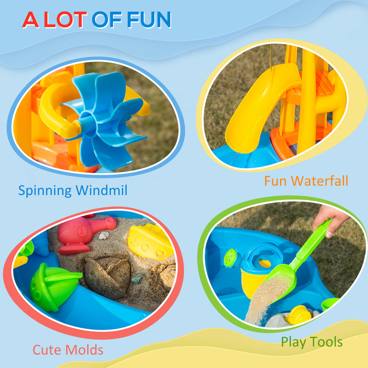 Sand and Water Play Table with Accessories and Adjustable Parasol