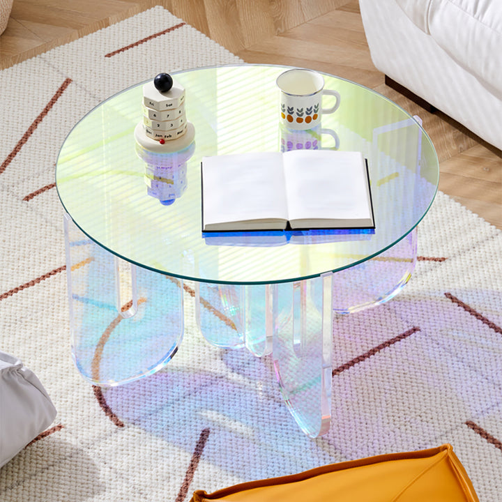 Iridescent Transparent Acrylic Modern Design Fashionable Round Coffee Table