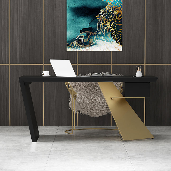 Cabstract Modern Black & Gold Office Desk Writing Desk with Drawer Computer Desk ( 1800mm)