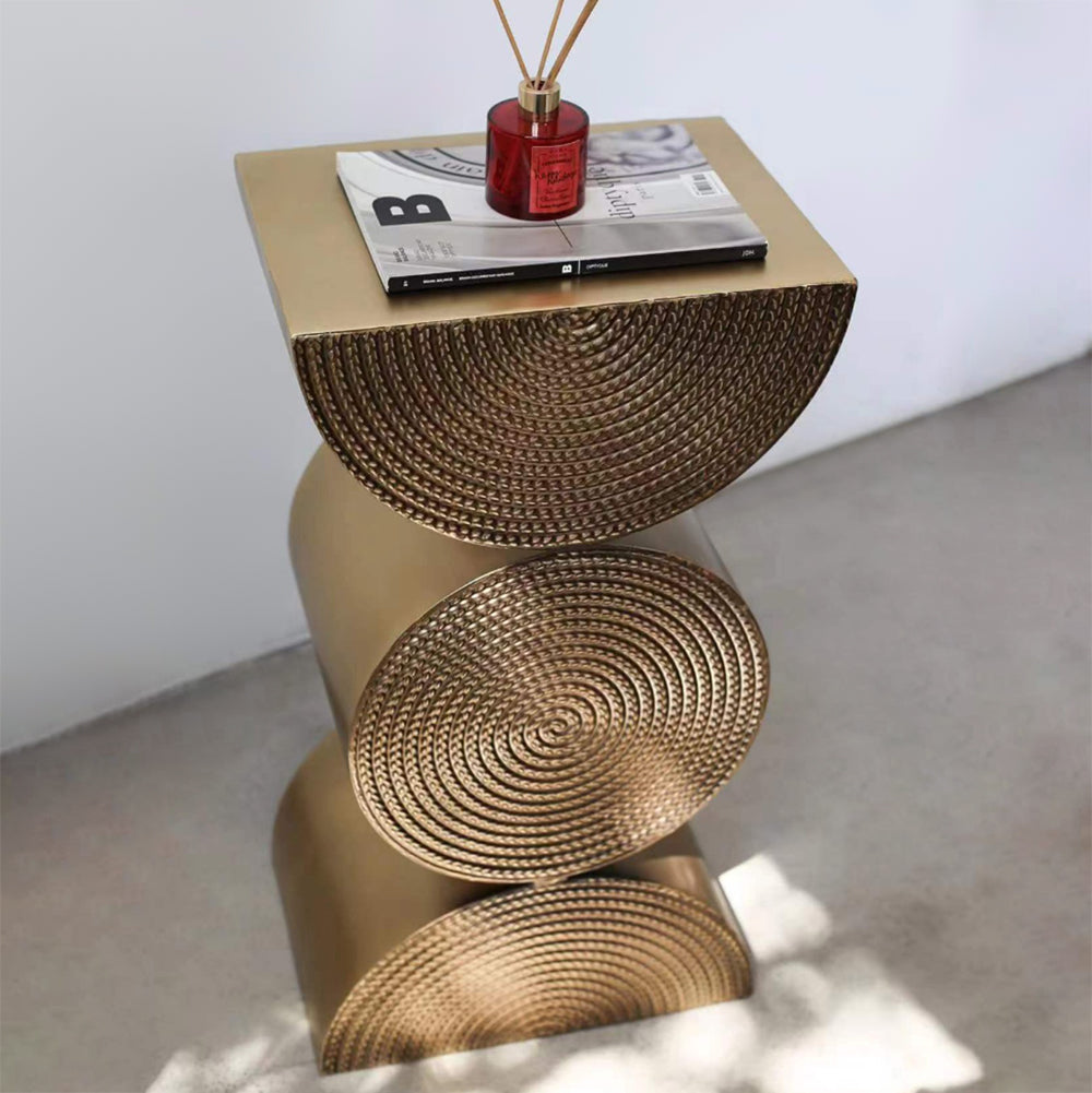 Modern Side Tables Creative Gold Metal Small End Table Unique Shape Bedside Table