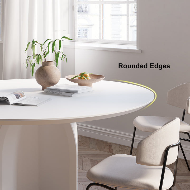 39.4" Round Dining Table Solid Wood for 4 Modern White Dining Room Table