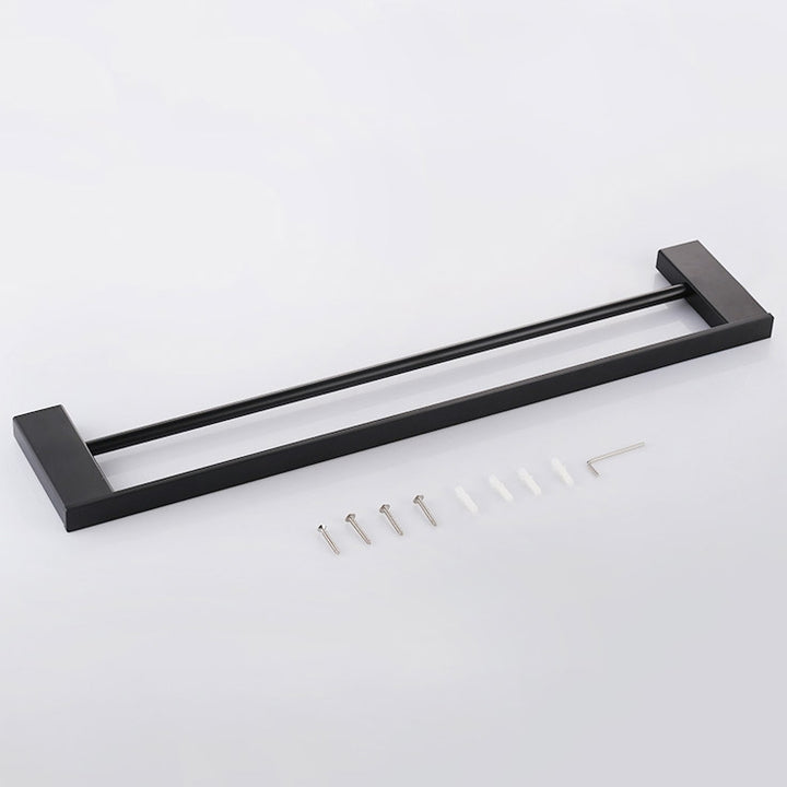 Tierney Modern Stainless Steel Matte Black Double-Rod Towel Bar Wall Mount