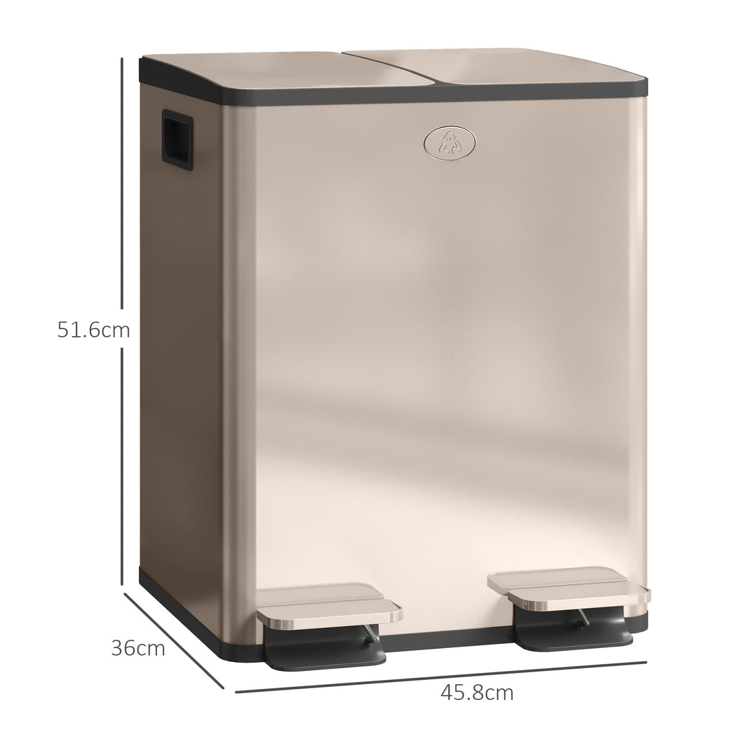 40L Dual Compartment Stainless Steel Bin