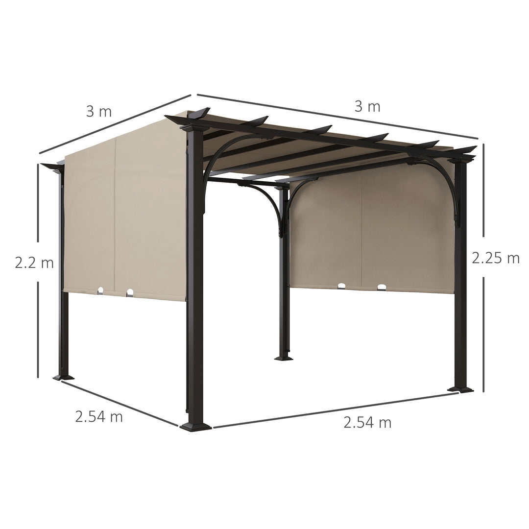 Waterproof 3 x 3(m) Outdoor Retractable Pergola