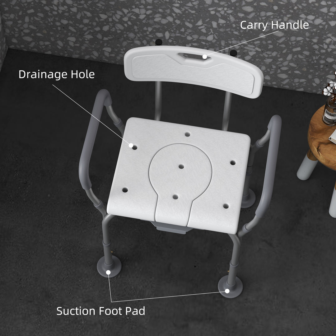 Height Adjustable Shower Stool with Arms and Back