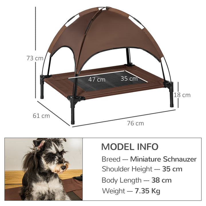 Elevated Canine Haven: Breathable Mesh Bed with UV-Shielding Canopy for Medium Pups