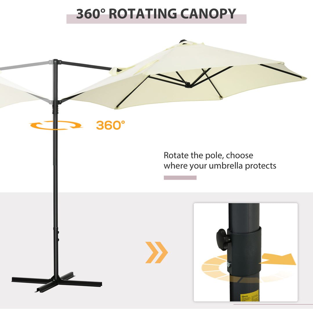 Waterproof Cantilever Garden Parasol with 360° Rotation